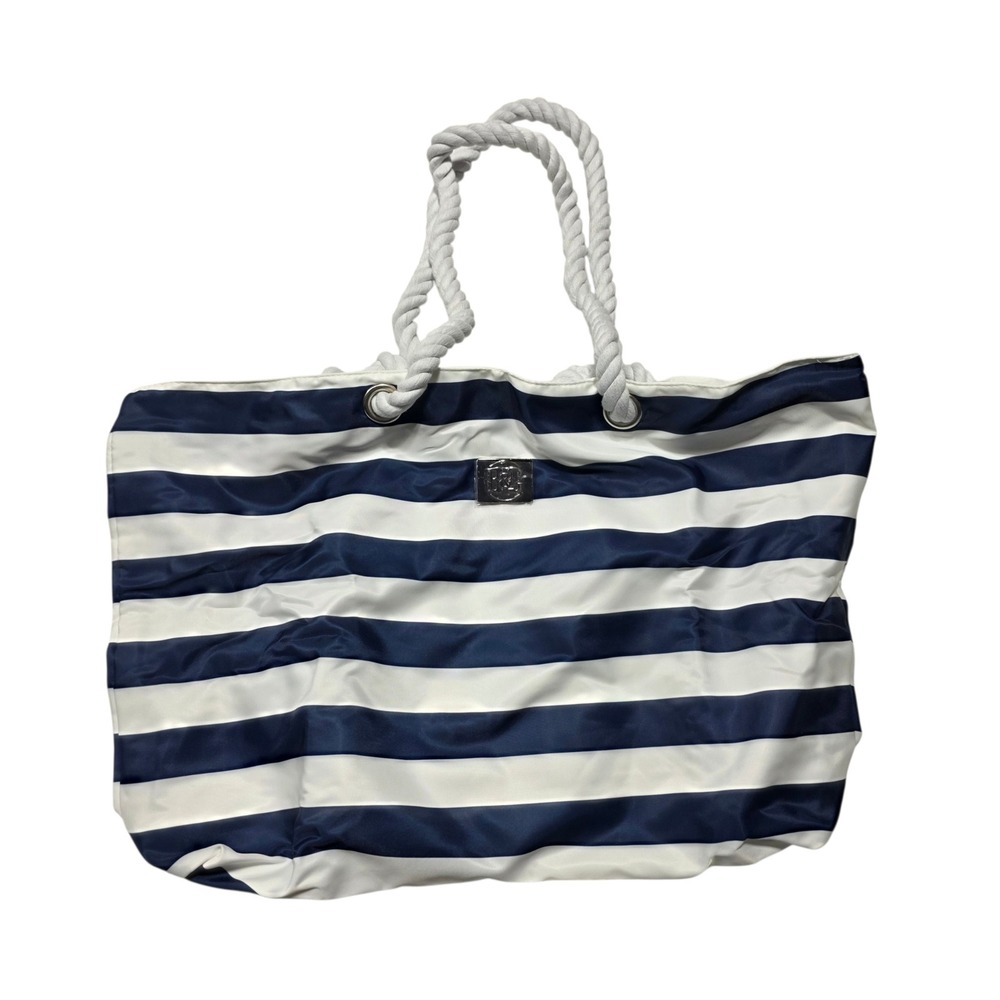 Bang & Carsen Collection Tote Bag Women OS Navy Blue White Striped Rope Handl